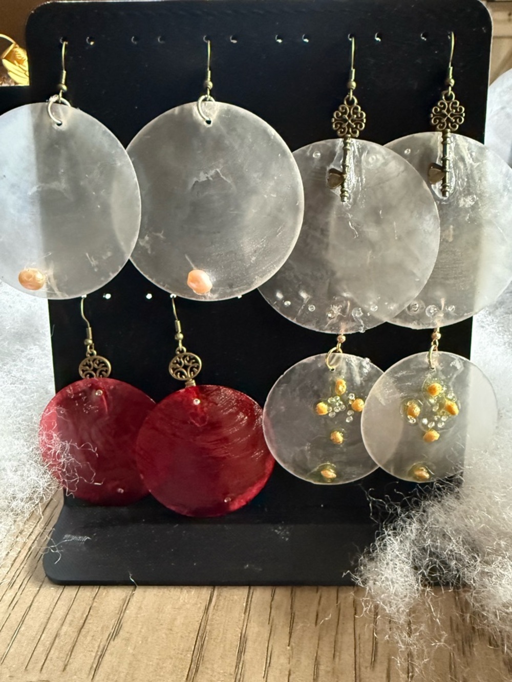 4 pair capiz shell hypoallergenic earrings crafted with CZ & freshwater pearls